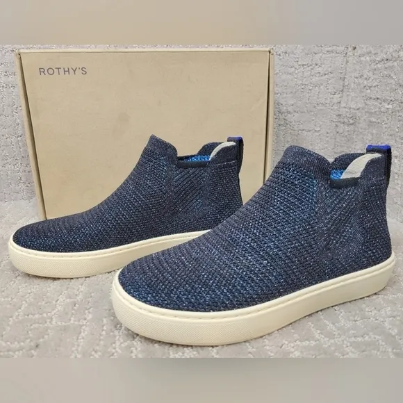Rothy's The Chelsea Women's Size US 5 Metallic Lattice Stich Ankle Boots.