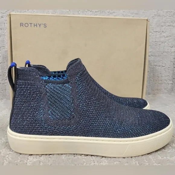 Rothy's The Chelsea Women's Size US 5 Metallic Lattice Stich Ankle Boots.