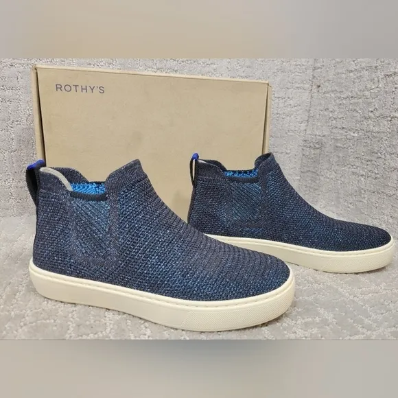 Rothy's The Chelsea Women's Size US 5 Metallic Lattice Stich Ankle Boots.