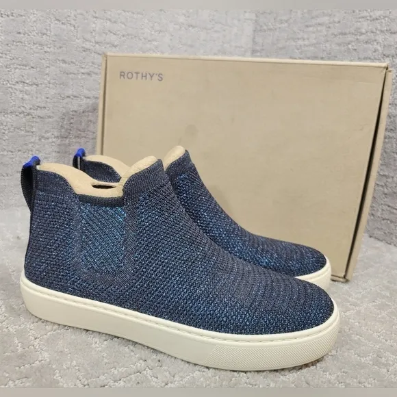 Rothy's The Chelsea Women's Size US 5 Metallic Lattice Stich Ankle Boots.