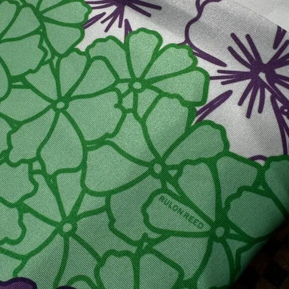 Rulon Reed Morgan Maxi Dress XS Green Purple Hibiscus Belt Sheath Resort