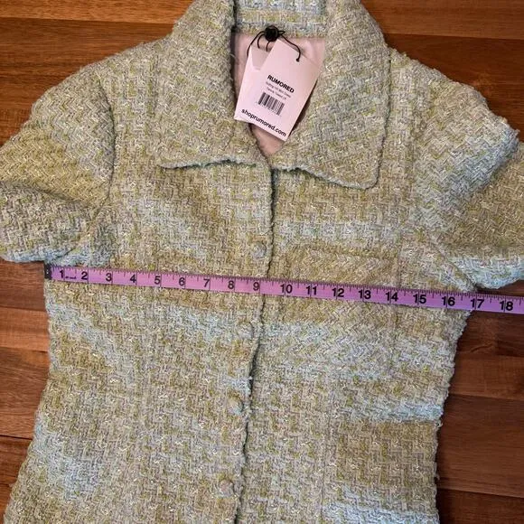 Rumored Notting Hill Mini Dress Chic Minimalist Modern Sz 6 Green Tennis Tweed