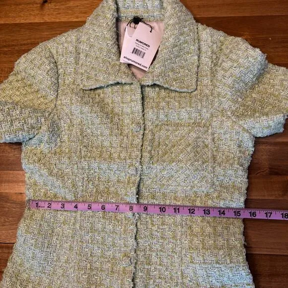 Rumored Notting Hill Mini Dress Chic Minimalist Modern Sz 6 Green Tennis Tweed