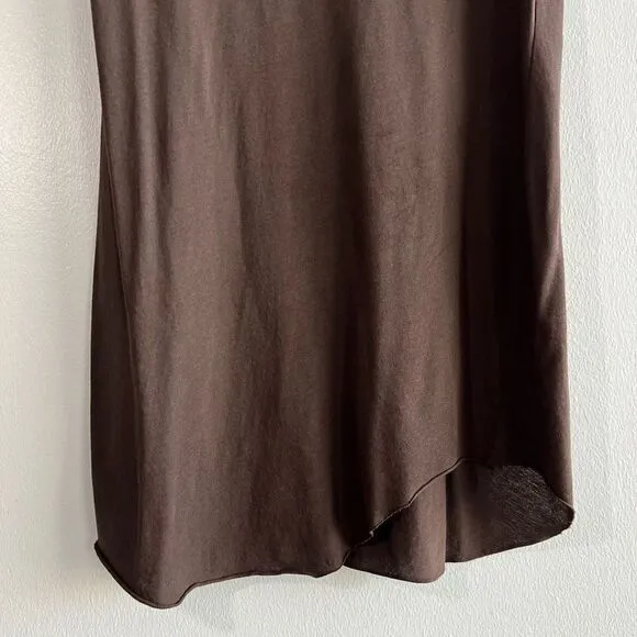 Rundholz Women’s Medium Brown Shirt Sleeveless Dress Asymmetrical Hem Minimalist