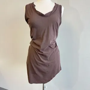 Rundholz Women’s Medium Brown Shirt Sleeveless Dress Asymmetrical Hem Minimalist