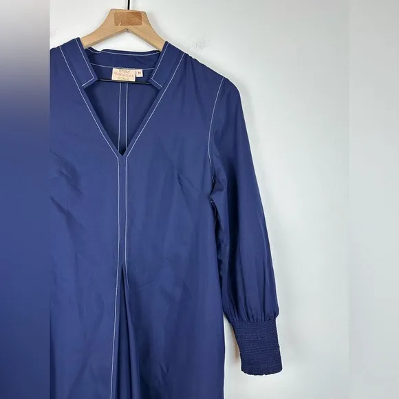 Rungolee Navy Blue Denmark Pockets Minimalist Midi Dress Women’s Sz M