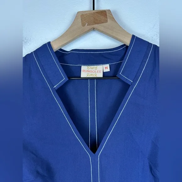 Rungolee Navy Blue Denmark Pockets Minimalist Midi Dress Women’s Sz M