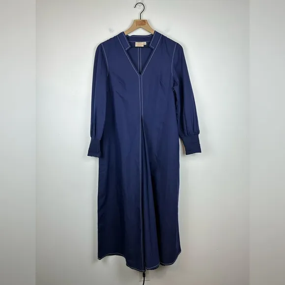 Rungolee Navy Blue Denmark Pockets Minimalist Midi Dress Women’s Sz M