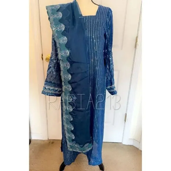 SAHANE SEQUIN PAKISTANI LUXURY DESIGNER WEDDING FORMAL DRESS
