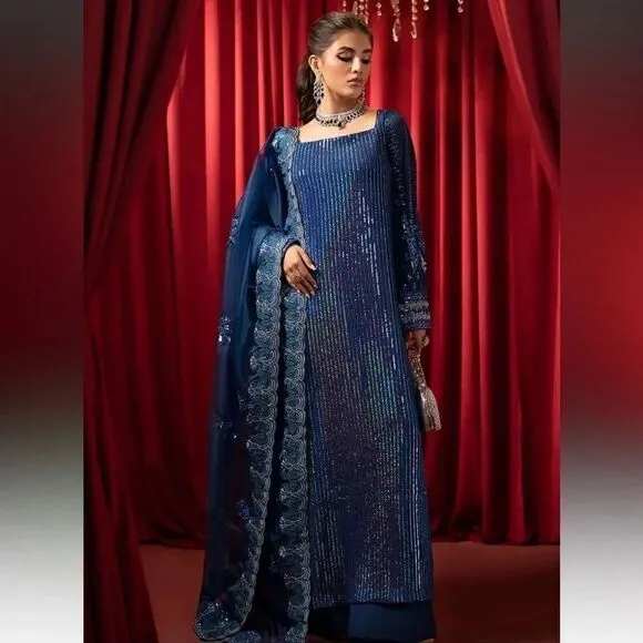 SAHANE SEQUIN PAKISTANI LUXURY DESIGNER WEDDING FORMAL DRESS