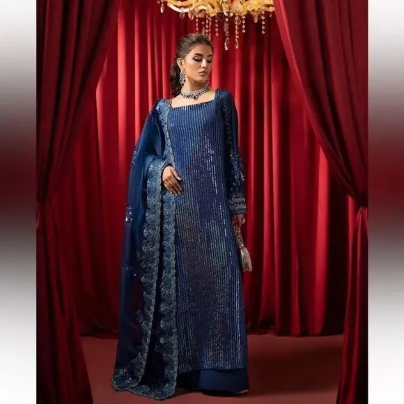 SAHANE SEQUIN PAKISTANI LUXURY DESIGNER WEDDING FORMAL DRESS