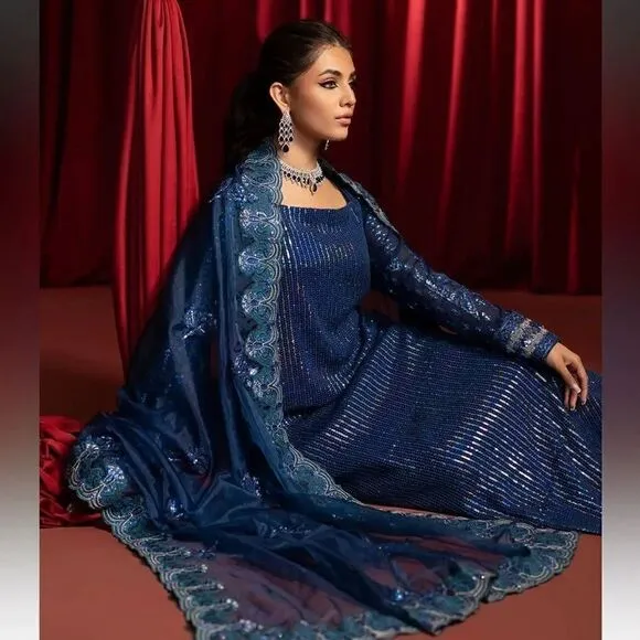 SAHANE SEQUIN PAKISTANI LUXURY DESIGNER WEDDING FORMAL DRESS