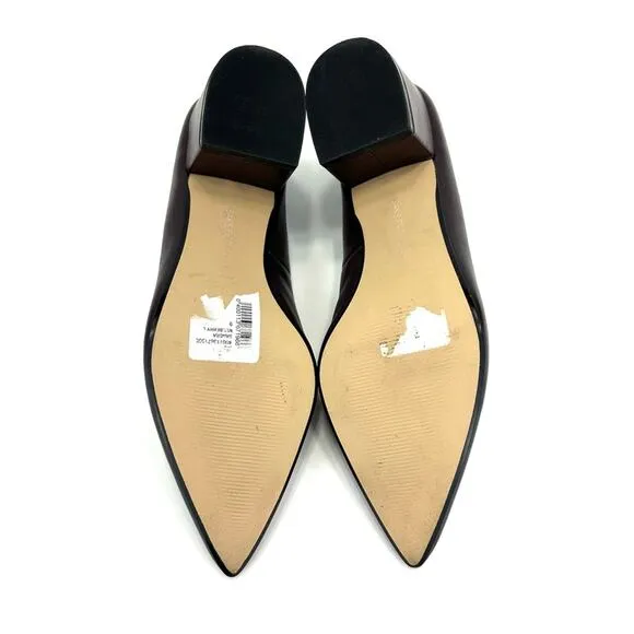 SAKS FIFTH AVENUE &quot;SANDRA&quot; MULBERRY LEATHER CLOSED POINTY TOE BLOCK HEEL PUMPS🆕