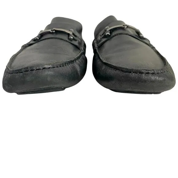 Saks Fifth Avenue Black Label Leather Moc Slip On Bit Loafer Driving Shoes SZ 11