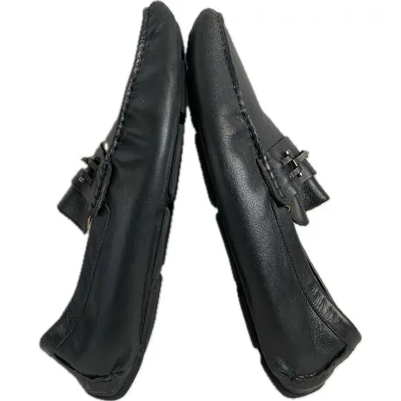 Saks Fifth Avenue Black Label Leather Moc Slip On Bit Loafer Driving Shoes SZ 11