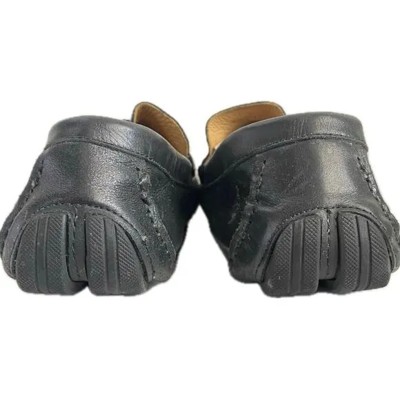 Saks Fifth Avenue Black Label Leather Moc Slip On Bit Loafer Driving Shoes SZ 11