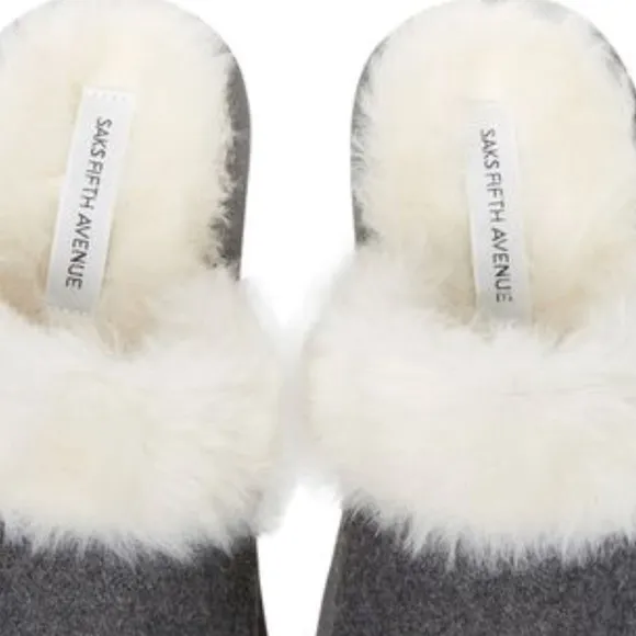 Saks Fifth Avenue Faux Fur Slippers