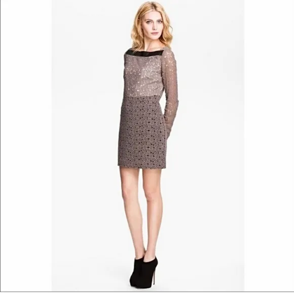 SALE Authentic Diane Von Furstenberg New Sarita Pebble Lace Dress Taupe Luxury