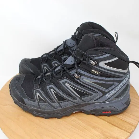 Salomon Boots Mens 7 X Ultra 3 Mid Gore Tex Hiking Trail Shoes Sneakers Black