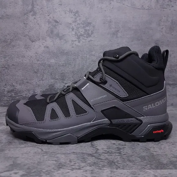 SALOMON X Ultra 4 Mid GTX Gore Tex Hiking Trail Boots Mens Size 12.5 Grey Black