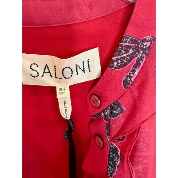 Saloni Tilly Red Ruffle Dress in Cherry Bows Print -  Size 0
