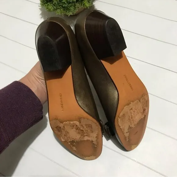 Salvator Ferragamo Bow Metallic Bronze Flats Shoes Women’s Size 6