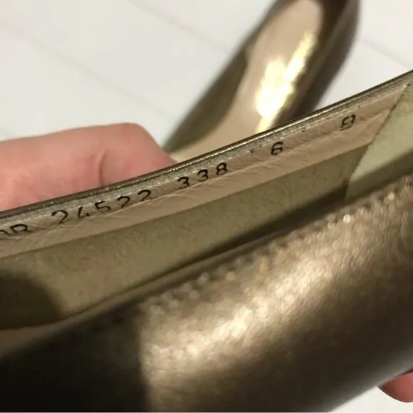 Salvator Ferragamo Bow Metallic Bronze Flats Shoes Women’s Size 6