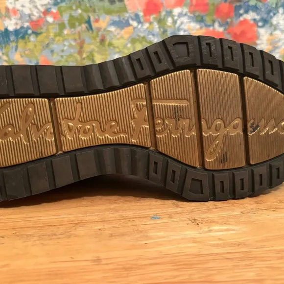Salvatore Ferragamo Gardena Black and Gold Sneakers