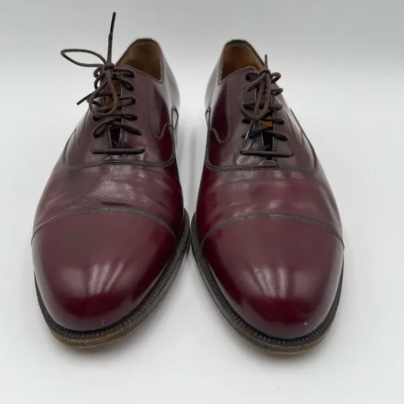 Salvatore Ferragamo Men's Padova Oxford Sz 8.5 Merlot Calfskin Dress Shoe