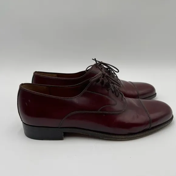 Salvatore Ferragamo Men's Padova Oxford Sz 8.5 Merlot Calfskin Dress Shoe