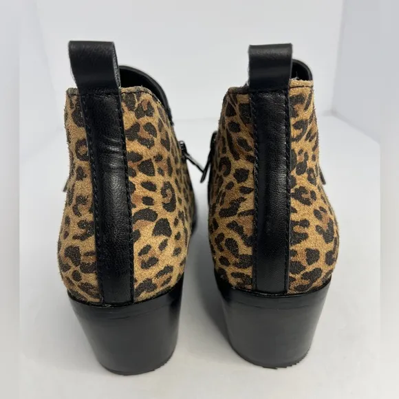 Salvia Bisa Leopard/Black Ankle Booties Boots Size 8-8.5 US / Euro 39