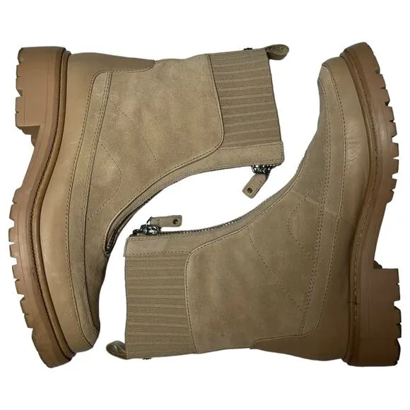 Sam Edelman Boots Womens 8 Leone Leather Chunky Mid Calf Combat Shoes Tan
