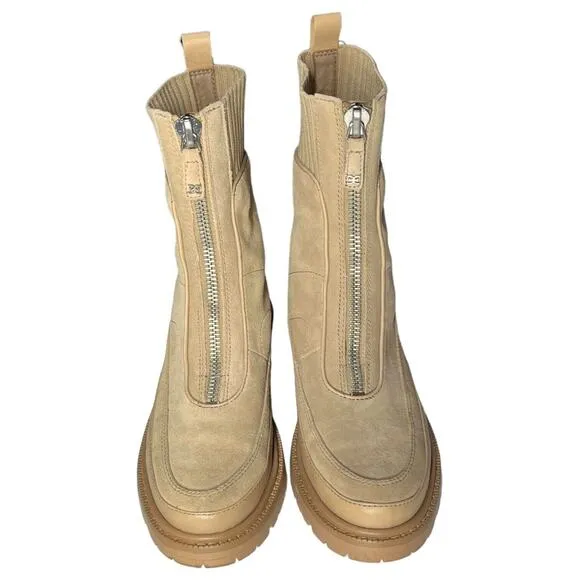 Sam Edelman Boots Womens 8 Leone Leather Chunky Mid Calf Combat Shoes Tan