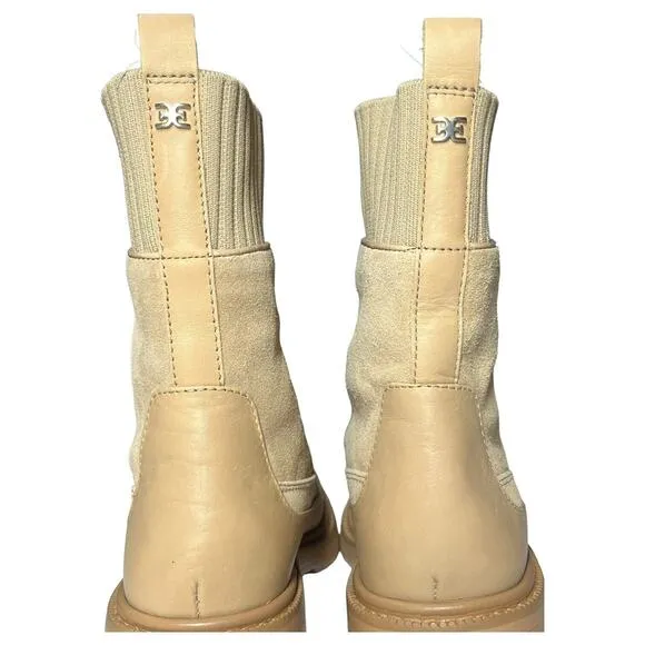 Sam Edelman Boots Womens 8 Leone Leather Chunky Mid Calf Combat Shoes Tan