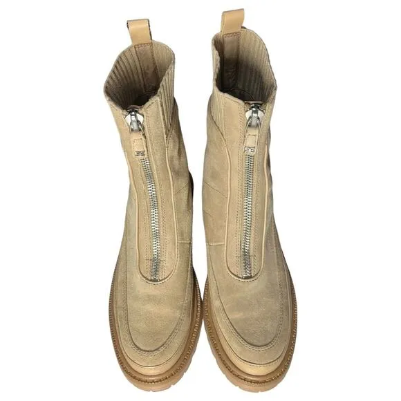 Sam Edelman Boots Womens 8 Leone Leather Chunky Mid Calf Combat Shoes Tan