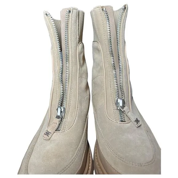 Sam Edelman Boots Womens 8 Leone Leather Chunky Mid Calf Combat Shoes Tan