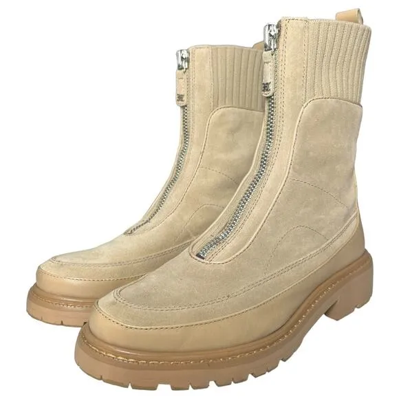 Sam Edelman Boots Womens 8 Leone Leather Chunky Mid Calf Combat Shoes Tan