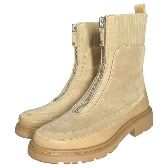 Sam Edelman Boots Womens 8 Leone Leather Chunky Mid Calf Combat Shoes Tan
