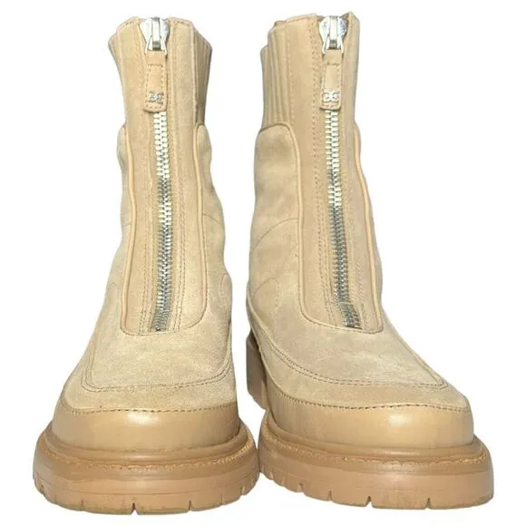 Sam Edelman Boots Womens 8 Leone Leather Chunky Mid Calf Combat Shoes Tan