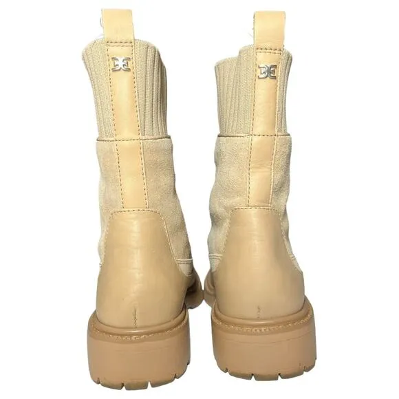 Sam Edelman Boots Womens 8 Leone Leather Chunky Mid Calf Combat Shoes Tan