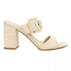 Sam Edelman Dalton Sand Block Heel Sandals Metallic Linen Size‎ 7