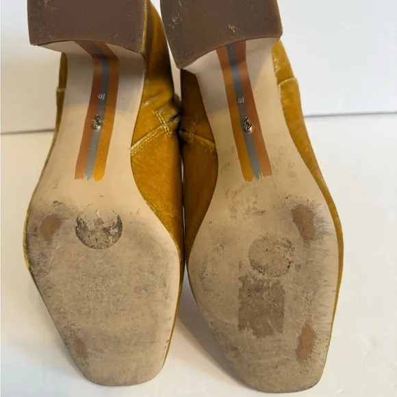 Sam Edelman yellow velvet ankle boots, size 10.