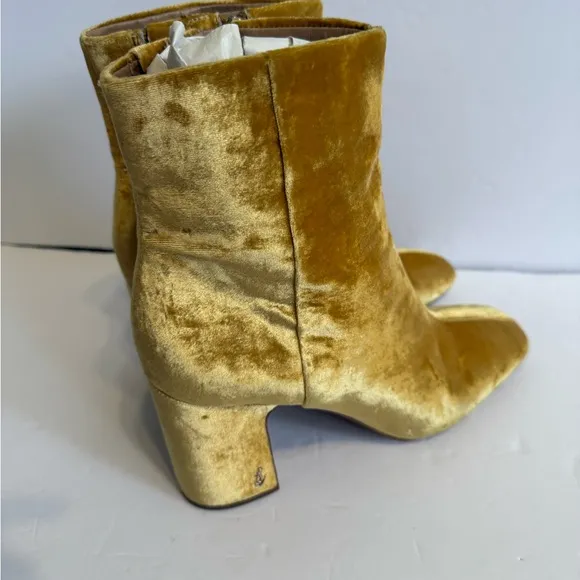 Sam Edelman yellow velvet ankle boots, size 10.