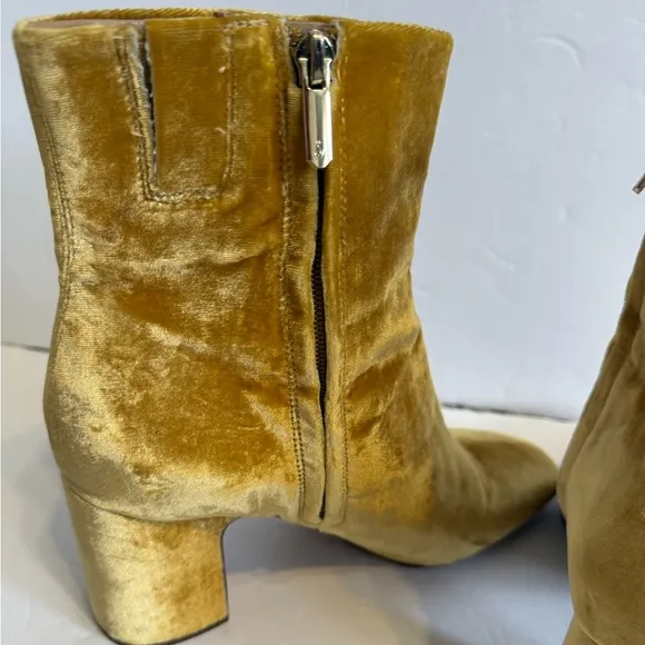 Sam Edelman yellow velvet ankle boots, size 10.
