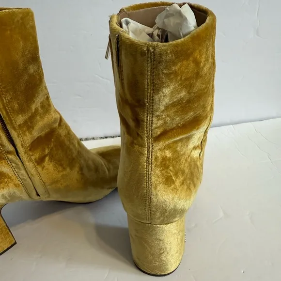 Sam Edelman yellow velvet ankle boots, size 10.