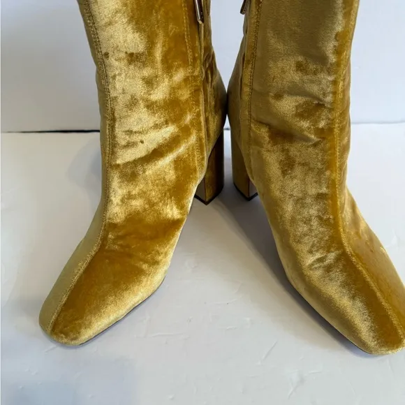 Sam Edelman yellow velvet ankle boots, size 10.