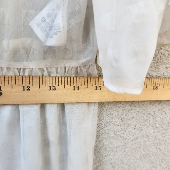 SANDRO Paris Women's Dress US Size 8 White Sheer Embroidered Floral Luxury