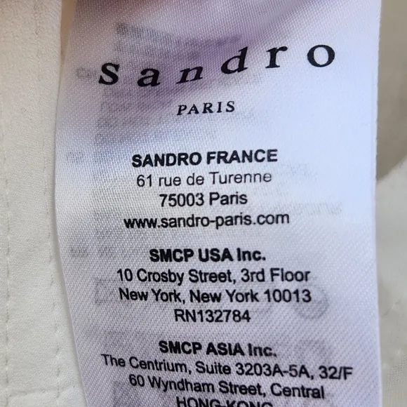 SANDRO Paris Women's Dress US Size 8 White Sheer Embroidered Floral Luxury