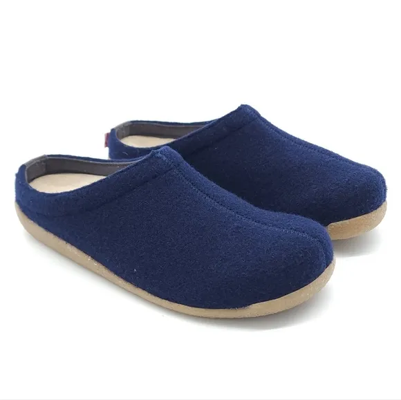 Sanita Lodge Navy Blue Slide Felt Wool Clog Slippers Size 37 EU 5.5-6 US