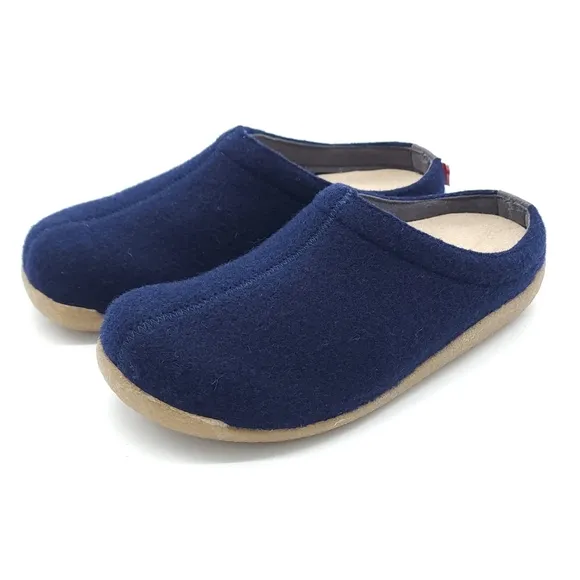 Sanita Lodge Navy Blue Slide Felt Wool Clog Slippers Size 37 EU 5.5-6 US